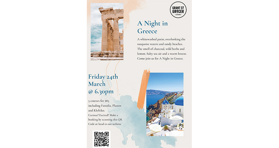 A Night in Greece at Grant St Grocer